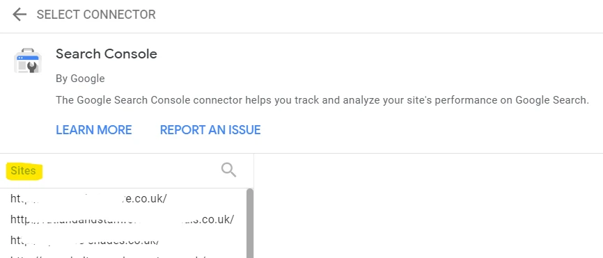 Sitios de Search Console