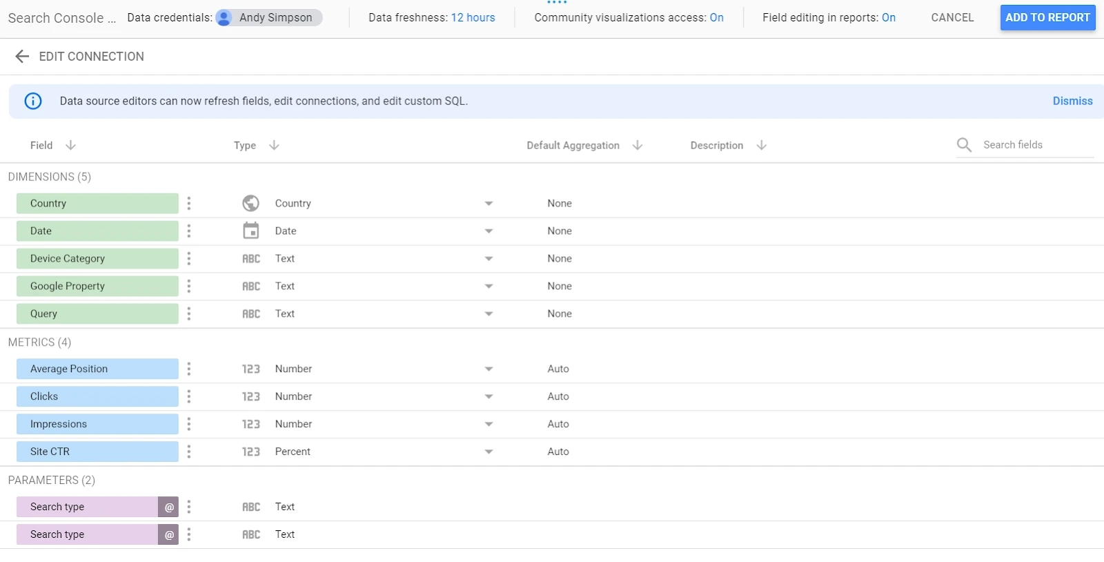 Captura de pantalla de Google Data Studio14